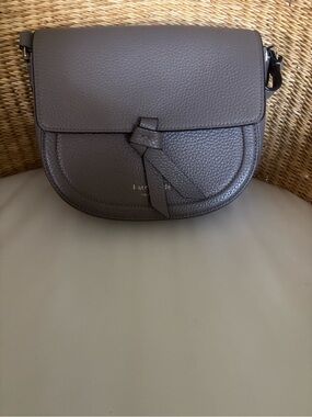 kate spade Pebbled Leather Saddle Crossbody in Taupe Gray